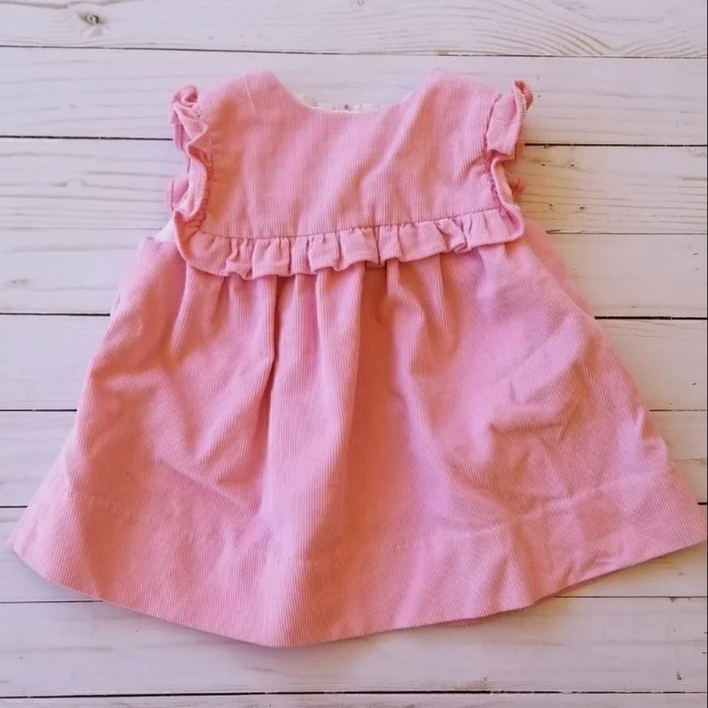 American vintage smocked cottagecore corduroy dress Betti Terrell Johnston pink